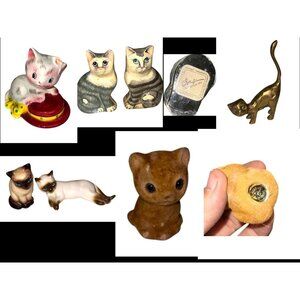 Vintage Cat Figurines - Brass, Josef Originals, 1993 Carol Sax - Bundle of 7